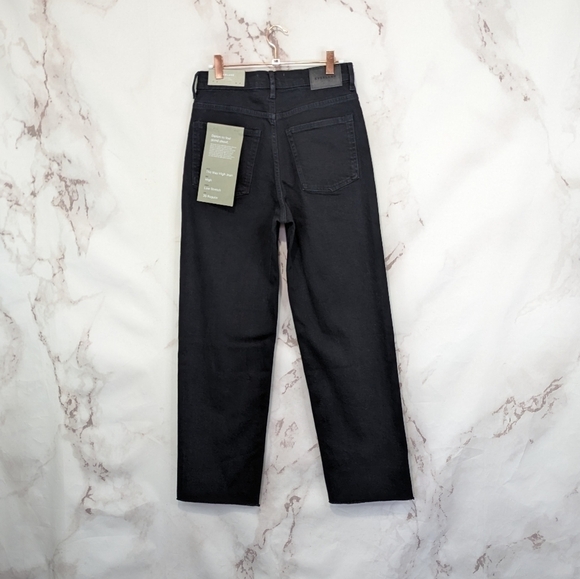 Everlane Jean Black The Way High Coal Straight Fray Raw Hem Crop Denim - Picture 7 of 14